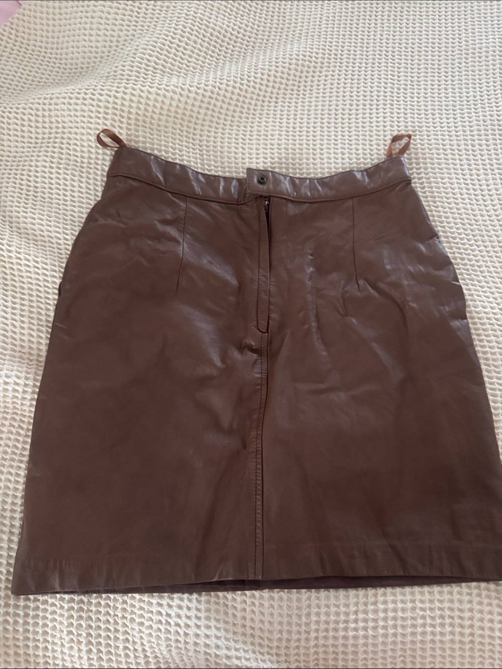 Brown Leather A-Line Skirt - Picture 2 of 2